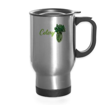 Celery Juice - 14 oz Travel Mug with Handle - silver - Front