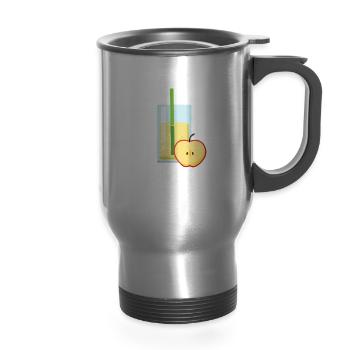 Apple Juice - 14 oz Travel Mug with Handle - silver - Front