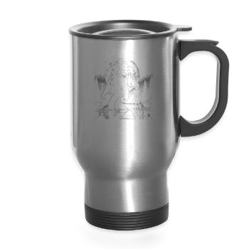 Bigfoot Alien Sasquatch Men Women Kids Bigfoot - 14 oz Travel Mug with Handle - silver - Front