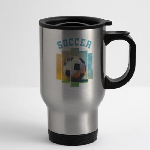 Soccer Ball Vibes - 14 oz Travel Mug with Handle