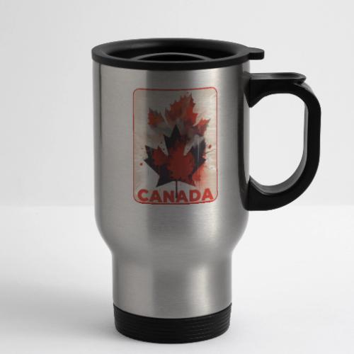 Canada Inked Leaf - 14 oz Travel Mug with Handle