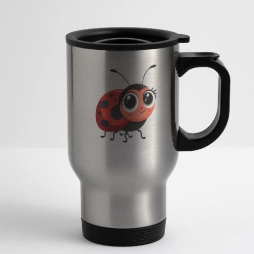 Cute Cartoon Ladybug Full of Joy - 14 oz Travel Mug with Handle