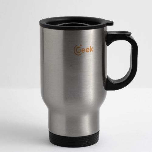 MSPGeekWhiteLogo - 14 oz Travel Mug with Handle