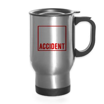 0 Days Since Last Accident 2 - 14 oz Travel Mug with Handle - silver - Front