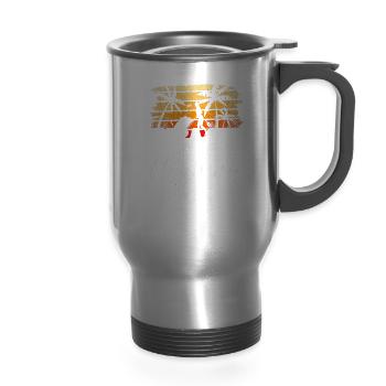 Beach Cleaning Team Beaches Clean Up Coast - 14 oz Travel Mug with Handle - silver - Front