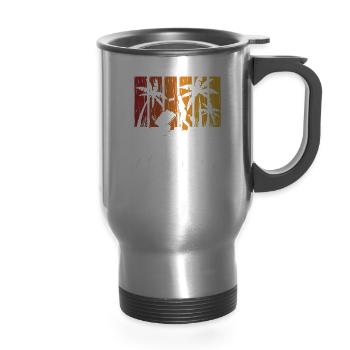 Beach Cleaning Coast Clean Up Beaches - 14 oz Travel Mug with Handle - silver - Front