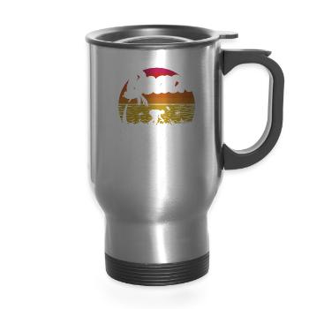 Beach Clean Up Team Cleaning Coast Beaches - 14 oz Travel Mug with Handle - silver - Front
