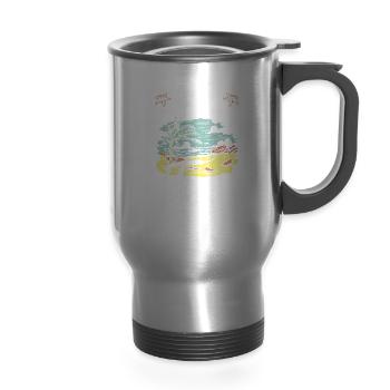 Beach Cleaning Team Clean Up Beaches Coast - 14 oz Travel Mug with Handle - silver - Front