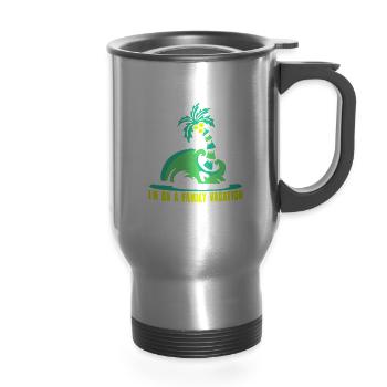 Help Me I'm On A Family Vacation Travel Relatives - 14 oz Travel Mug with Handle - silver - Front