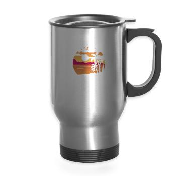 Help Me I'm On A Family Vacation Relatives Travel - 14 oz Travel Mug with Handle - silver - Front