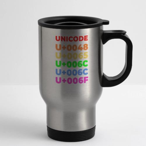 Hello, in unicode - 14 oz Travel Mug with Handle