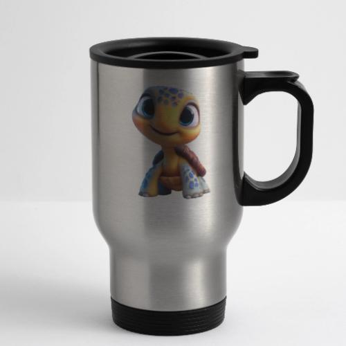Joyful 3D Baby Turtle with Big Eyes - 14 oz Travel Mug with Handle