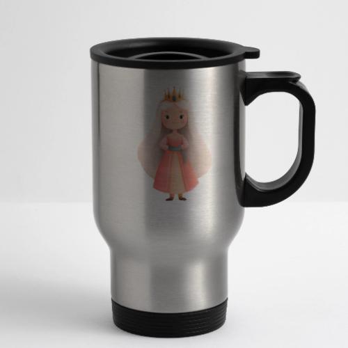 Cute Cartoon Little Princess with Long Hair - 14 oz Travel Mug with Handle