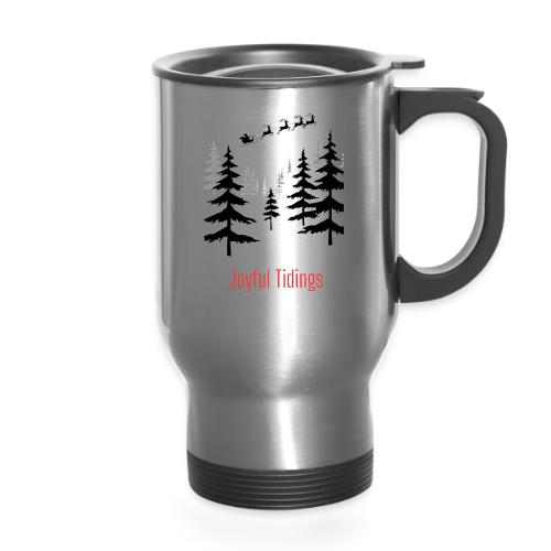 Joyful Tidings Christmas T-Shirt - 14 oz Travel Mug with Handle