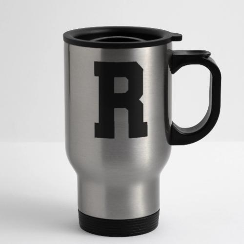 Varsity Letter R Athletic Monogram - 14 oz Travel Mug with Handle