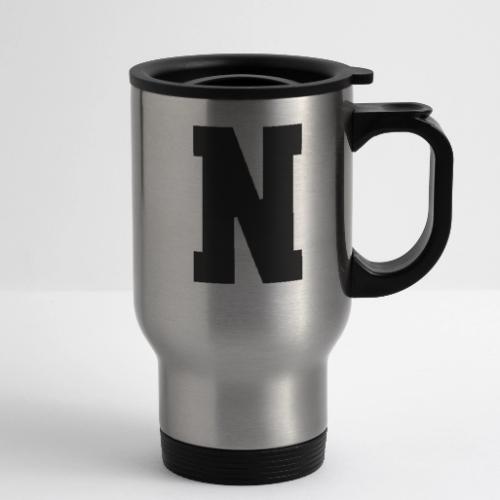 Varsity Letter N Athletic Font Graphic - 14 oz Travel Mug with Handle