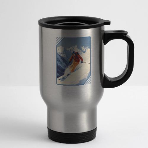 Mountain Skiing Vibes - 14 oz Travel Mug with Handle