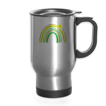 tea lover, tea drinker, tea time - 14 oz Travel Mug with Handle - silver - Front