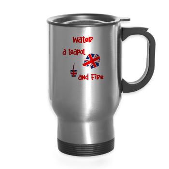 tea lover, tea drinker, tea time - 14 oz Travel Mug with Handle - silver - Front