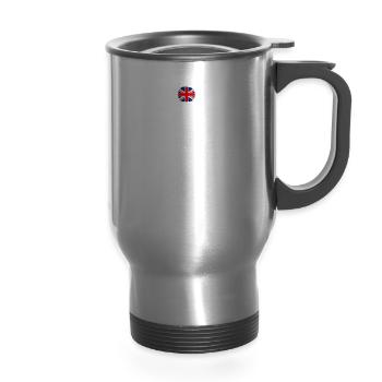 tea lover, tea drinker, tea time - 14 oz Travel Mug with Handle - silver - Front