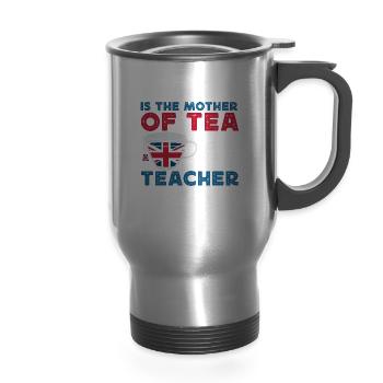 tea lover, tea drinker, tea time - 14 oz Travel Mug with Handle - silver - Front