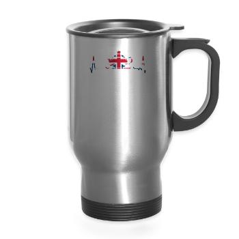 tea lover, tea drinker, tea time - 14 oz Travel Mug with Handle - silver - Front