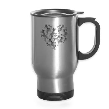 donkey - 14 oz Travel Mug with Handle - silver - Front