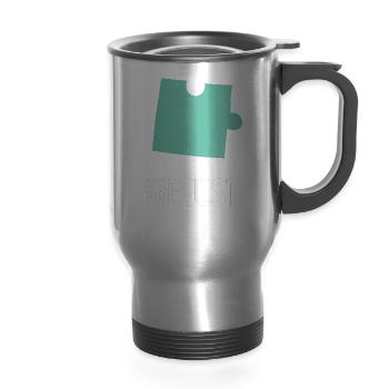 we just fit - puzzle piece - 14 oz Travel Mug with Handle - silver - Front