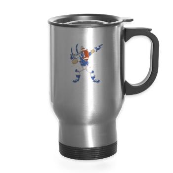 Soccer - 14 oz Travel Mug with Handle - silver - Front