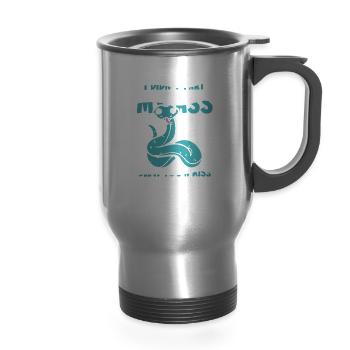 Snake Funny I Didnt Fart My Butt Blew You A Kiss - 14 oz Travel Mug with Handle - silver - Front