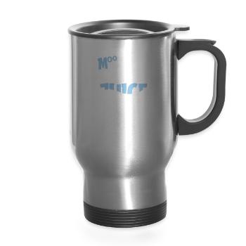 Milk Funny Milk Truck - 14 oz Travel Mug with Handle - silver - Front