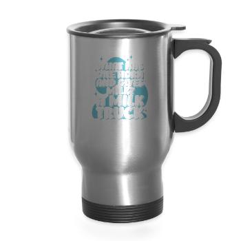 Milk Hilarious Milk Truck - 14 oz Travel Mug with Handle - silver - Front