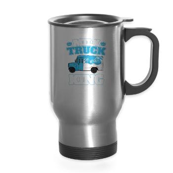 Milk King Milk Truck - 14 oz Travel Mug with Handle - silver - Front