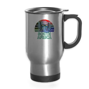 South Africa - 14 oz Travel Mug with Handle - silver - Front