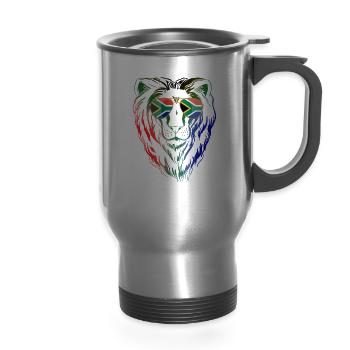 South Africa - 14 oz Travel Mug with Handle - silver - Front