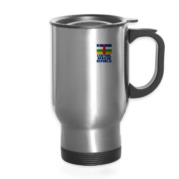 Central African Republic - 14 oz Travel Mug with Handle - silver - Front