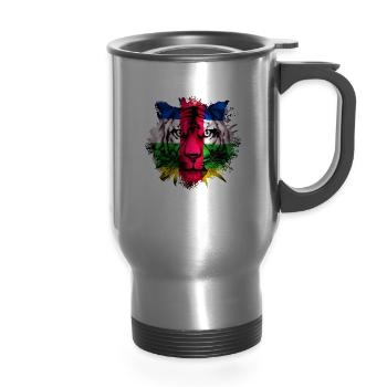 Central African Republic - 14 oz Travel Mug with Handle - silver - Front
