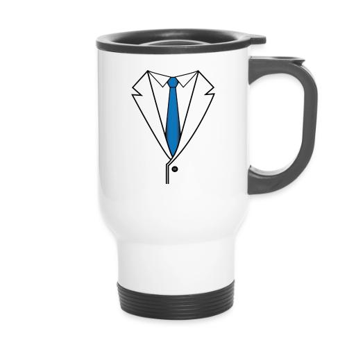 Suit with Blue Tie - 14 oz Travel Mug with Handle