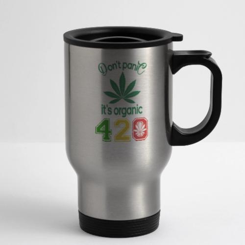 Joshing 420 Organic Herb Weed Marijuana Design - 14 oz Travel Mug with Handle