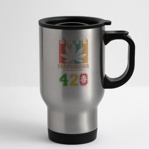 Hysterical 420 Save The Plant Weed Marijuana - 14 oz Travel Mug with Handle