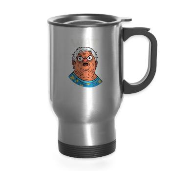 Granny Surprised - 14 oz Travel Mug with Handle - silver - Front