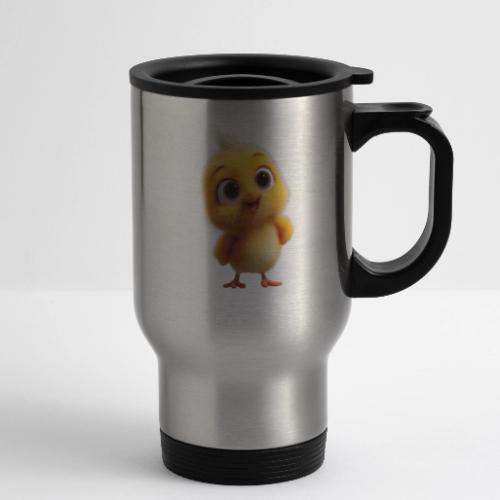Cute Cartoon Yellow Chick with Big Sparkling Eyes - 14 oz Travel Mug with Handle