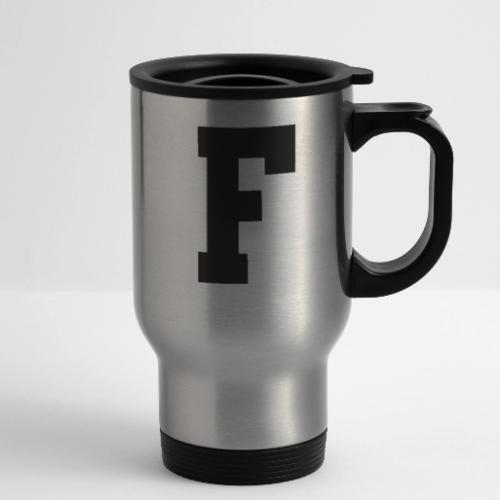Varsity Letter F Athletic Monogram - 14 oz Travel Mug with Handle