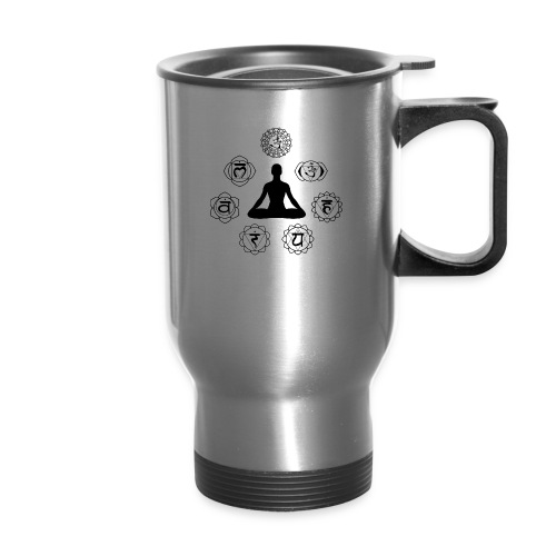 Seven Chakra Hoodie (black font) - 14 oz Travel Mug with Handle