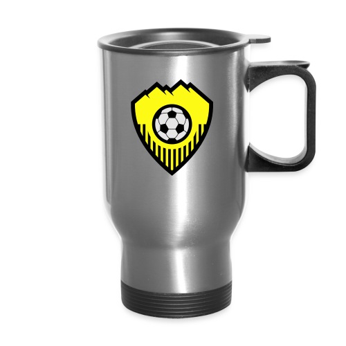 Mountaintop Soccer Badge - 14 oz Travel Mug with Handle
