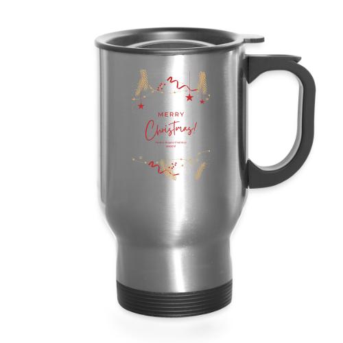 Merry Christmas Typography Design - 14 oz Travel Mug with Handle