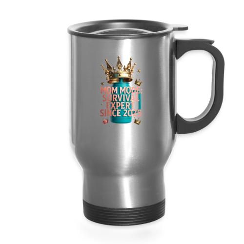 Mom Mode Survival Expert Tee - 14 oz Travel Mug with Handle