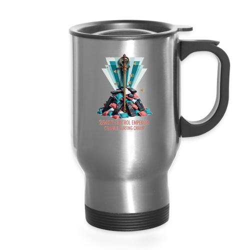 Remote Control Emperor T Shirt - 14 oz Travel Mug with Handle