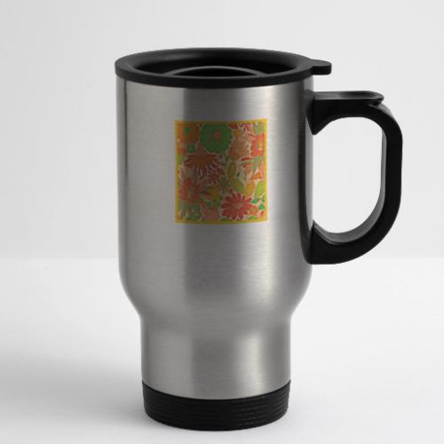 Vibrant Blossom Elegance Pattern - 14 oz Travel Mug with Handle