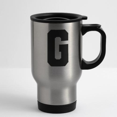 Varsity Letter G Collegiate Alphabet Art - 14 oz Travel Mug with Handle